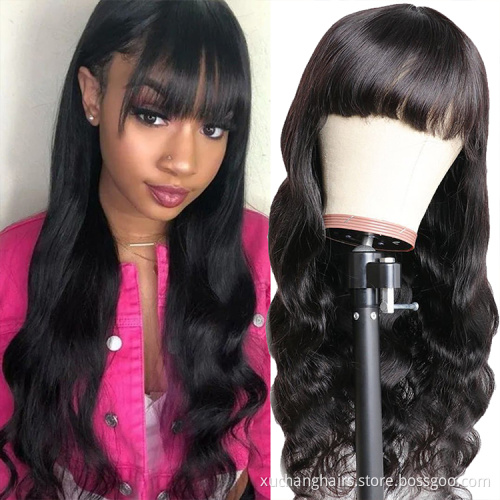 Usexy unprocessed raw remy human lace front wig 4x4 closure frontal indian wigs straight human hair wig with bangs